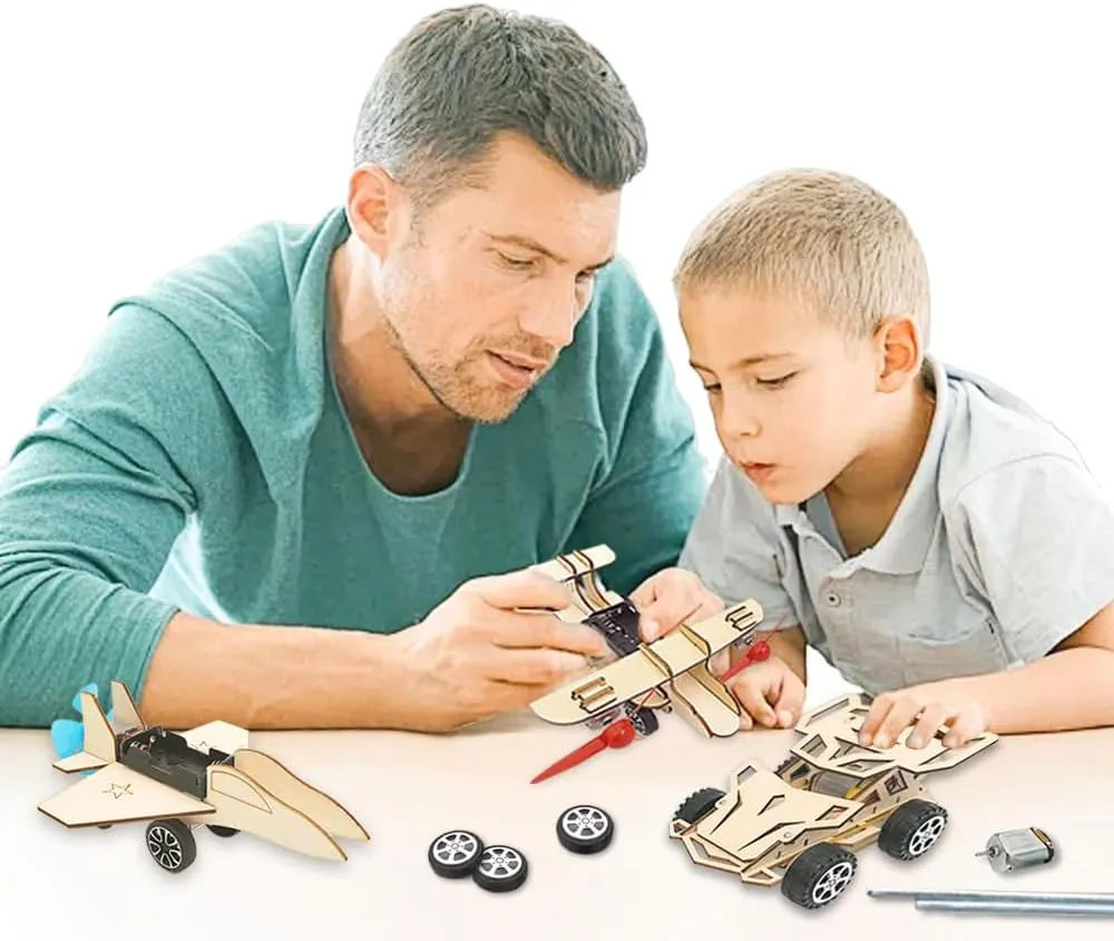 4 in 1 Multi-Style STEM Toys-Science Kits for Kids Age 8-12,Aducational Building Toys,Wooden Puzzles Toys for Ages 8-13 Boys, 3D Puzzles Crafts for Kids (Vehicle_1)