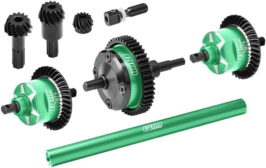 4140 Carbon Steel   7075 Alloy Front & Centre & Rear Complete Differential for Traxxas 1:16 Mini Maxx 4WD 107154-1 / Mini XRT VXL-3S 108076-1 Monster Truck Upgrades - Green