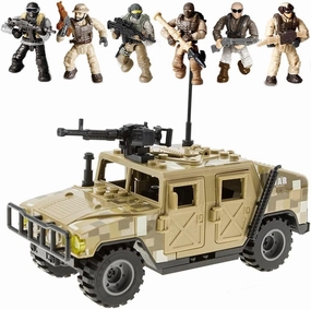 4 in 1 Military Vehicle Building Block Sets with 6 Random Army Figures Brick Armored Vehicle Building Toy for Age 8 9 10 11 12 , Army Battle Building Kit, Military Car Model Toys Gifts for Boys(Black)