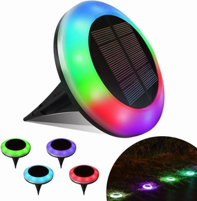 4 Pack 20 Lumens Colorful Solar Ground Lights,Pool Lights Solar Powered with Colorful & White LEDs for Pool Area, Ground, Pathway, Yard, Patio, Lawn and Garden