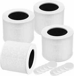 4 Pack H13 True HEPA Replacement Filter for LEVOIT Core Mini Air Purifiers,3-in-1 HEPA, High-Efficiency Activated Carbon