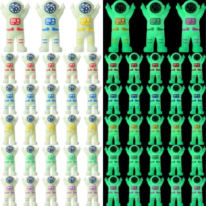 50 Pcs Colorful Mini Astronaut Figures Glow in the Dark Miniature Astronaut Toys for Kids Tiny Spaceman for Space Party Favors Goodie Bag Stuffers Fillers Piñata End of School Year Gifts