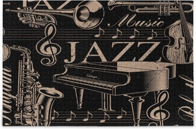 500 Pieces Puzzle for Adult Children - Jigsaw Puzzles Musical Pattern of Jazz Theme with Different Instruments Notes and Words Educational Intellectual Decompressing Fun Game Toy Gifts