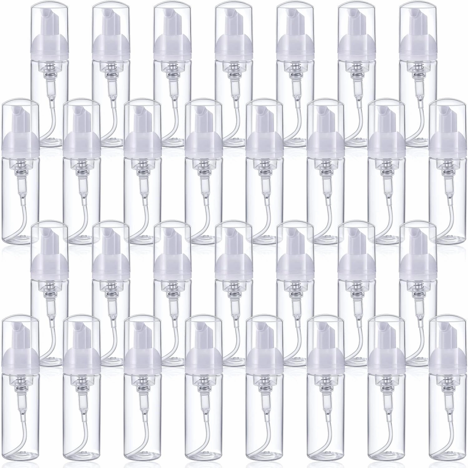 50 Pcs Foam Pump Bottle 50 ml/ 1.7 oz Mini Empty Bottle with Pump Clear Spray Plastic Foam Bottles Empty Foam Pump Bottle Mini Foaming Dispensers for Shampoo Cleaning Lash Cosmetics Packaging