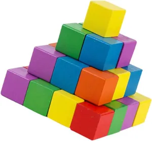 50pcs Square Mosaic Blocks for DIY Projects Cube Wooden Craft Cubes for Boys and Girls