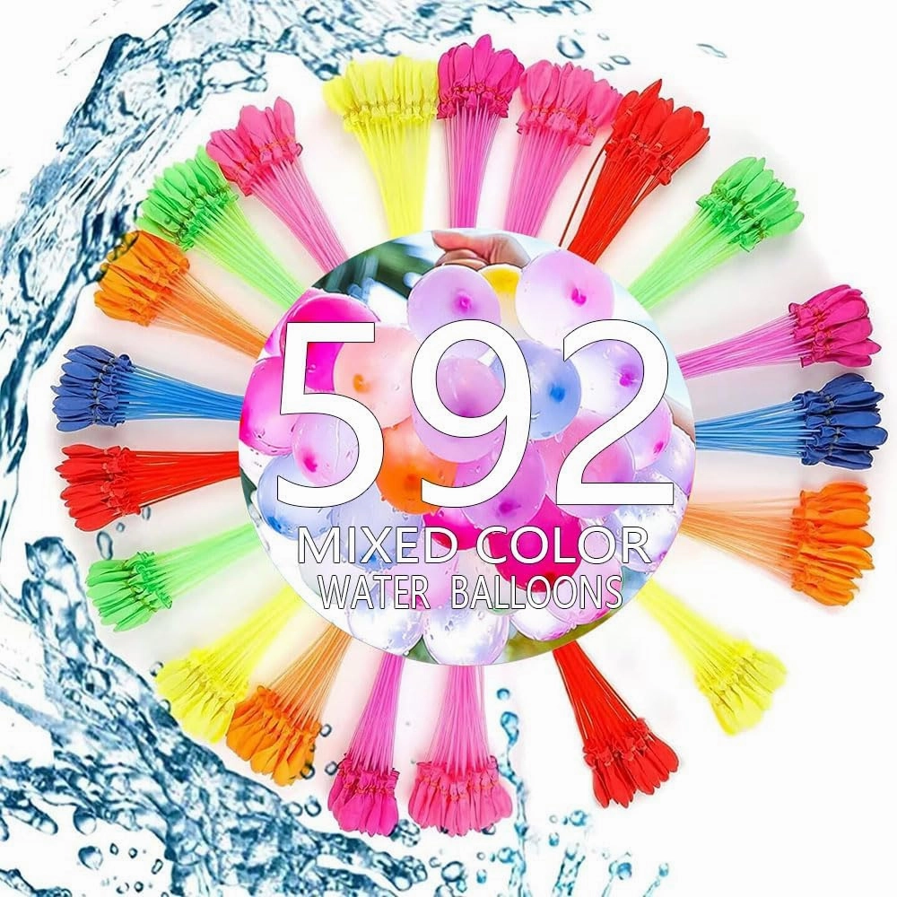 592 PCS Summer Fun Water Balloons for Kids Adults Quick Fill Water Balloons Set Summer Splash Party Easy Quick Fun Outdoor Backyard for Swimming Pool