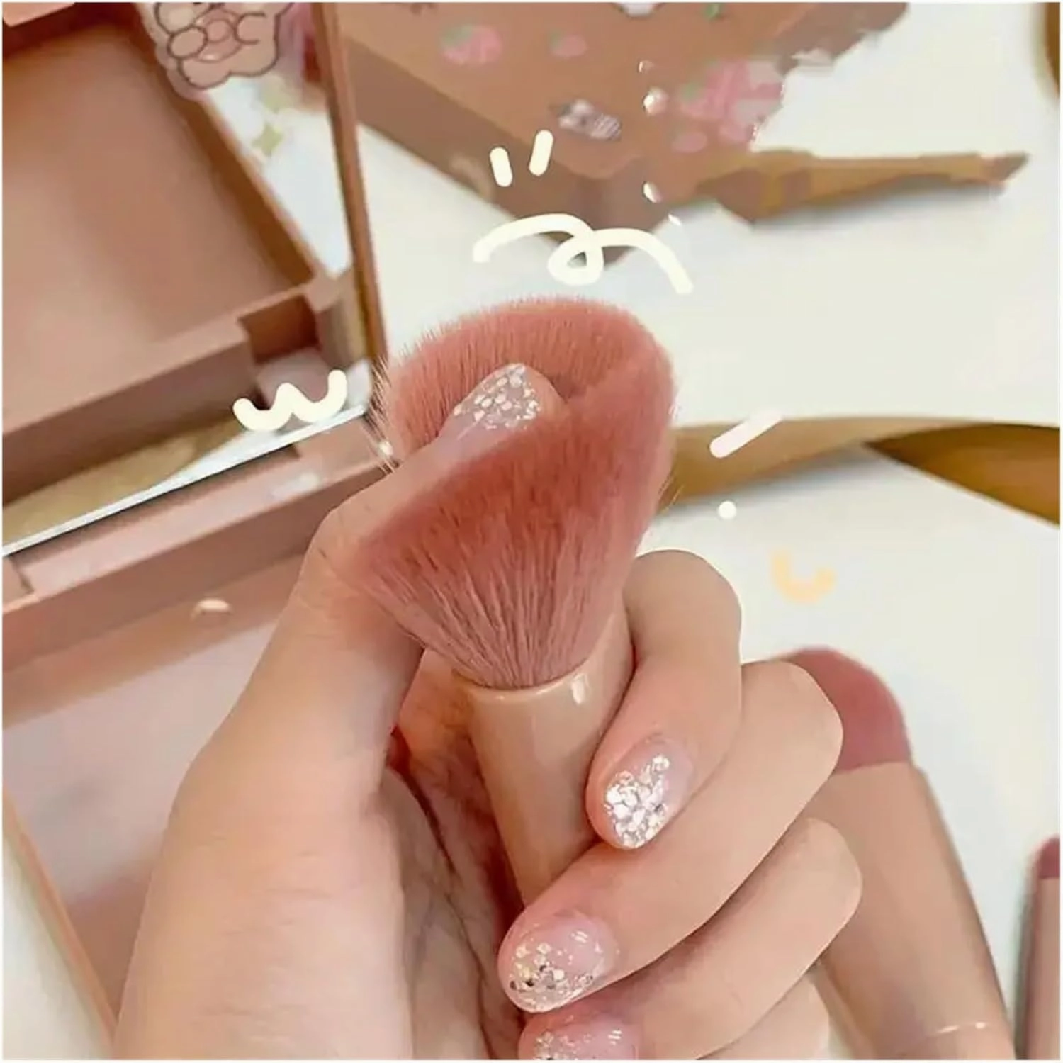 5pcs Travel Size Makeup Brushes Set Mini Makeup Brushes, Small Complete Function Cosmetic Brushes Kit with Case and Mirror Perfe(Green)