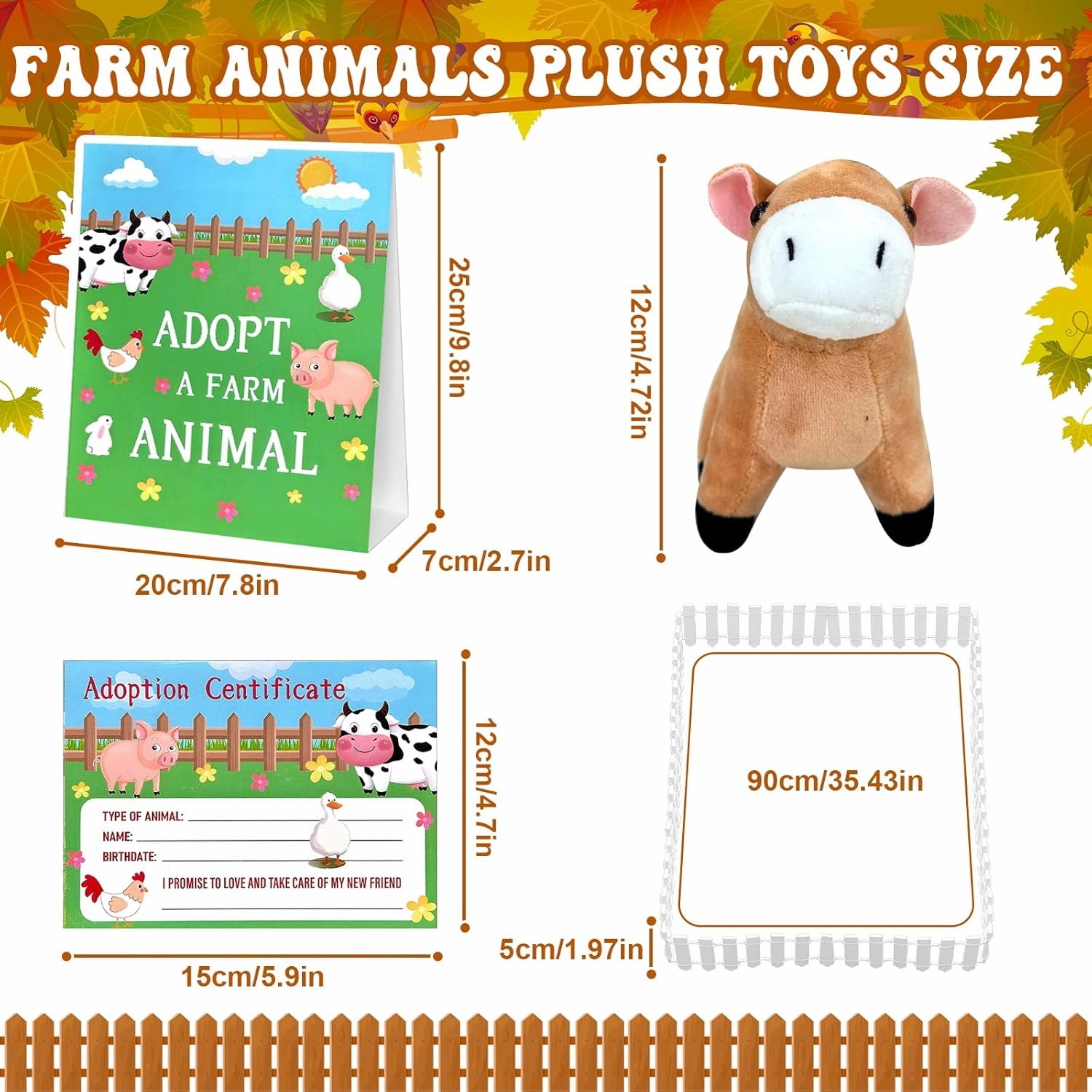 63 Pcs Farm Animal Party Favors Include 20 Mini Stuffed Animals 20 Foldable Farm Boxes 20 Adoption Card 1 Adopt Sign 2 Fence for Adopt a Farm Animal Adopt a Pet Party Favors