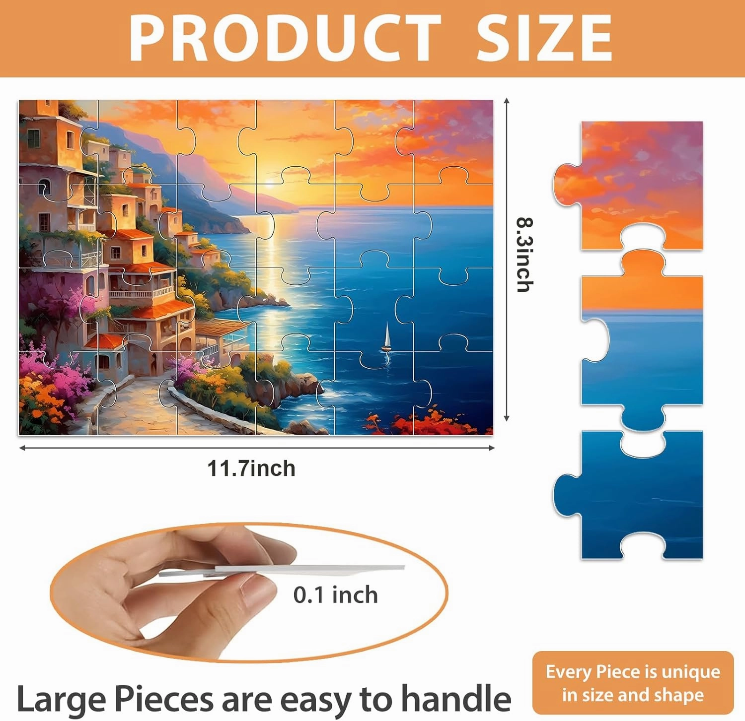 6 Pack Large Piece Puzzles for Seniors, 24 Piece Dementia Puzzles for Elderly Penguin Sea Turtle Deer Jigsaw Puzzle Alzheimer's Dementia Products Products for Adult Cognitive Gifts Toy for Men Women