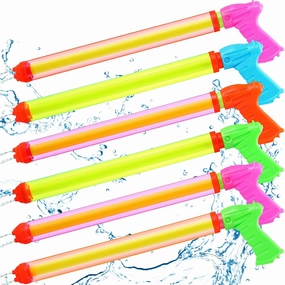 6 Pcs 24" Water Gun Cannon Strong Powerful Water Gun Pool Toys Colorful Plastic Water Shooters for Outdoor Swimming Pool Backyard Beach Sand Party Fighting Play Game