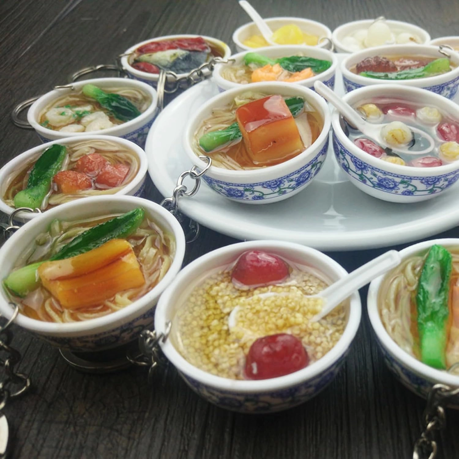 6Pcs Creative Kitchen Accessories Bag Key Pendant Ornaments Simulation Food Keychain Artificial Food Keyring