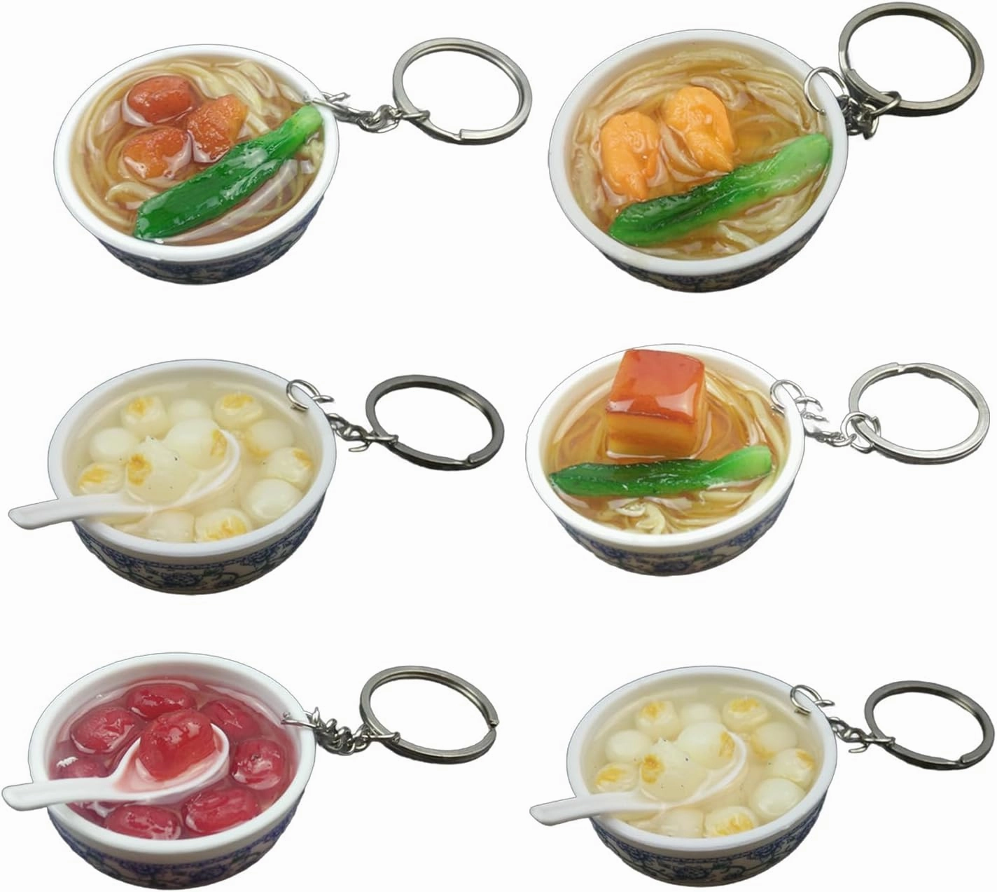 6Pcs Creative Kitchen Accessories Bag Key Pendant Ornaments Simulation Food Keychain Artificial Food Keyring