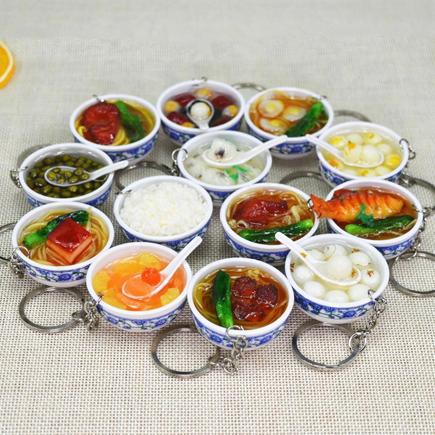 6Pcs Creative Kitchen Accessories Bag Key Pendant Ornaments Simulation Food Keychain Artificial Food Keyring