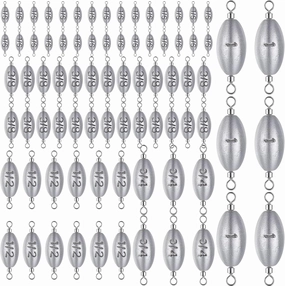 78 Pcs/Box Fishing Weights Inline Weights Trolling Sinkers Swivel Weights with Inner Swivel for Ocean Saltwater Surf Bass Fishing Casting Gear Tackle 1/6 Oz, 3/8 Oz, 1/2 Oz, 3/4 Oz, 1 oz