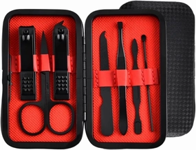 7/12/20/24pcs 1 Classic Black-Red Manicure Pedicure Set Travel-Ready Nail Care Precision Clippers Cutters(7Pcs black-red)