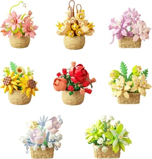 8 Flowers 1360Pcs Mini Building Blocks Set for Adults – Botanical Flower Model Kit with Roses – Micro Toy Building Bricks Set for Room Decor – Unique Valentine’s Gift for Teens and Adults Age 14 