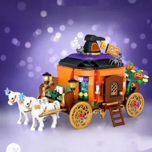 839 Pcs Halloween Building Set, Mini Bricks Halloween Haunted House Toys, Halloween Pumpkin House Building Kit, Halloween Displayable Party Gift for Kids Adult