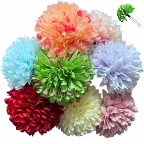 8-Piece Ball Chrysanthemum Hairpins for Women - Colorful Floral Hair Accessories for Weddings, Birthdays, Daily Wear,Performances (A)