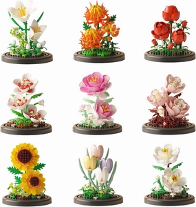 9 Flowers 1500Pcs Mini Building Blocks Set for Adults – Botanical Flower Model Kit with Roses – Micro Toy Building Bricks Set for Room Decor – Unique Valentine’s Gift for Teens and Adults Age 14 