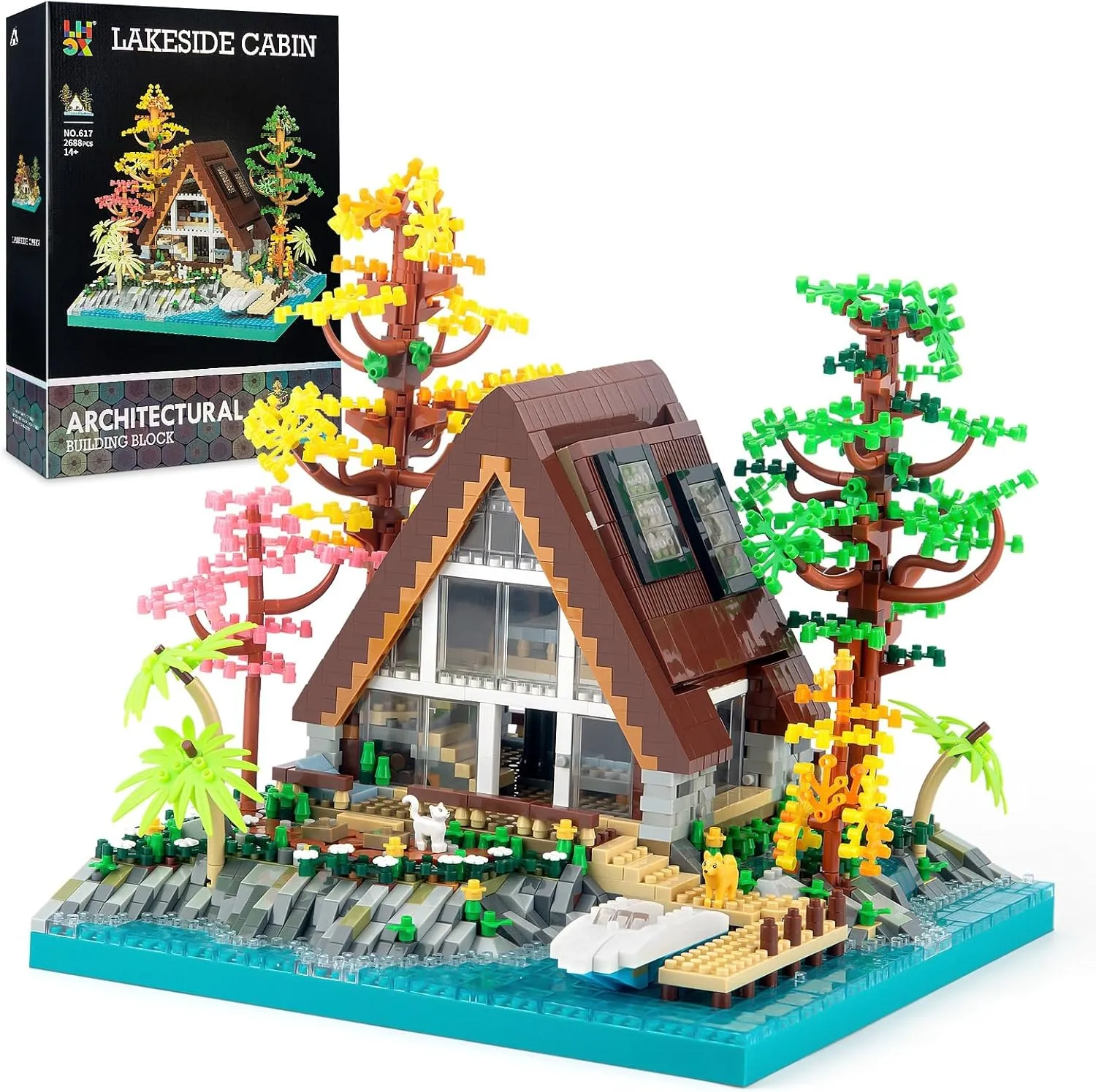 A-Frame Cabin Building Set, Medieval Forest Cabin House Micro Building Block Set, Collectible Display Model Toys for Adults and Teens 14  (2688 Pcs)