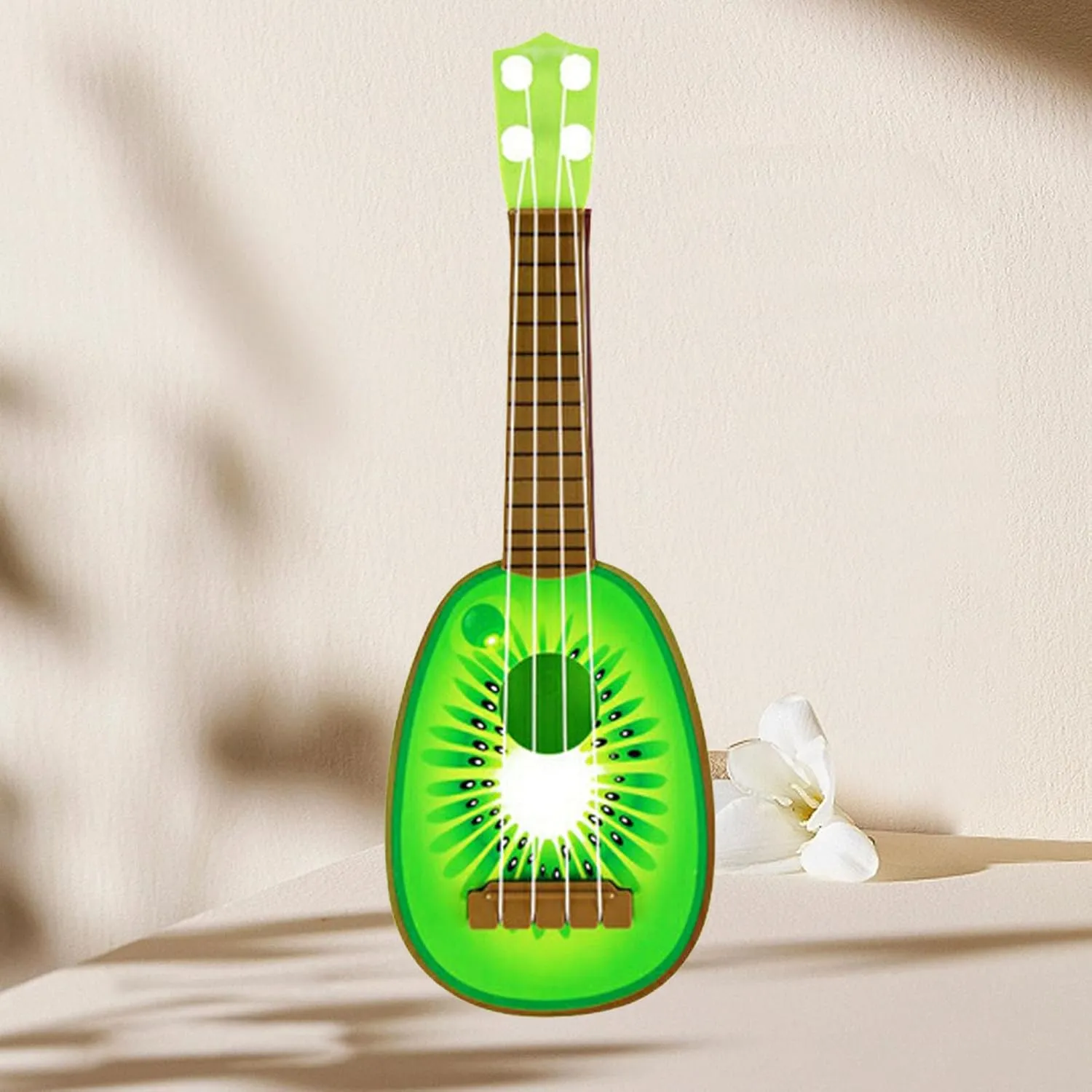 Acouto Kids U Toy - Lightweight 4 Strings Musical Instrument for Ning & Fun, for Young Beginners, Strawberry Design (Kiwi)