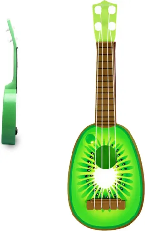Acouto Kids U Toy - Lightweight 4 Strings Musical Instrument for Ning & Fun, for Young Beginners, Strawberry Design (Kiwi)
