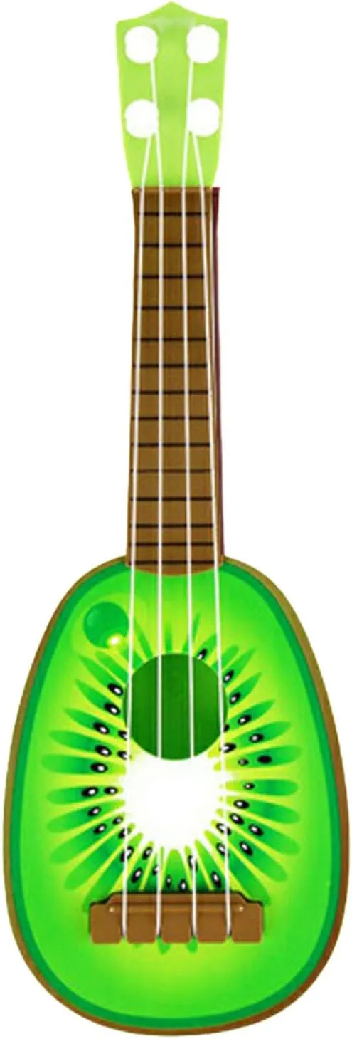Acouto Kids U Toy - Lightweight 4 Strings Musical Instrument for Ning & Fun, for Young Beginners, Strawberry Design (Kiwi)