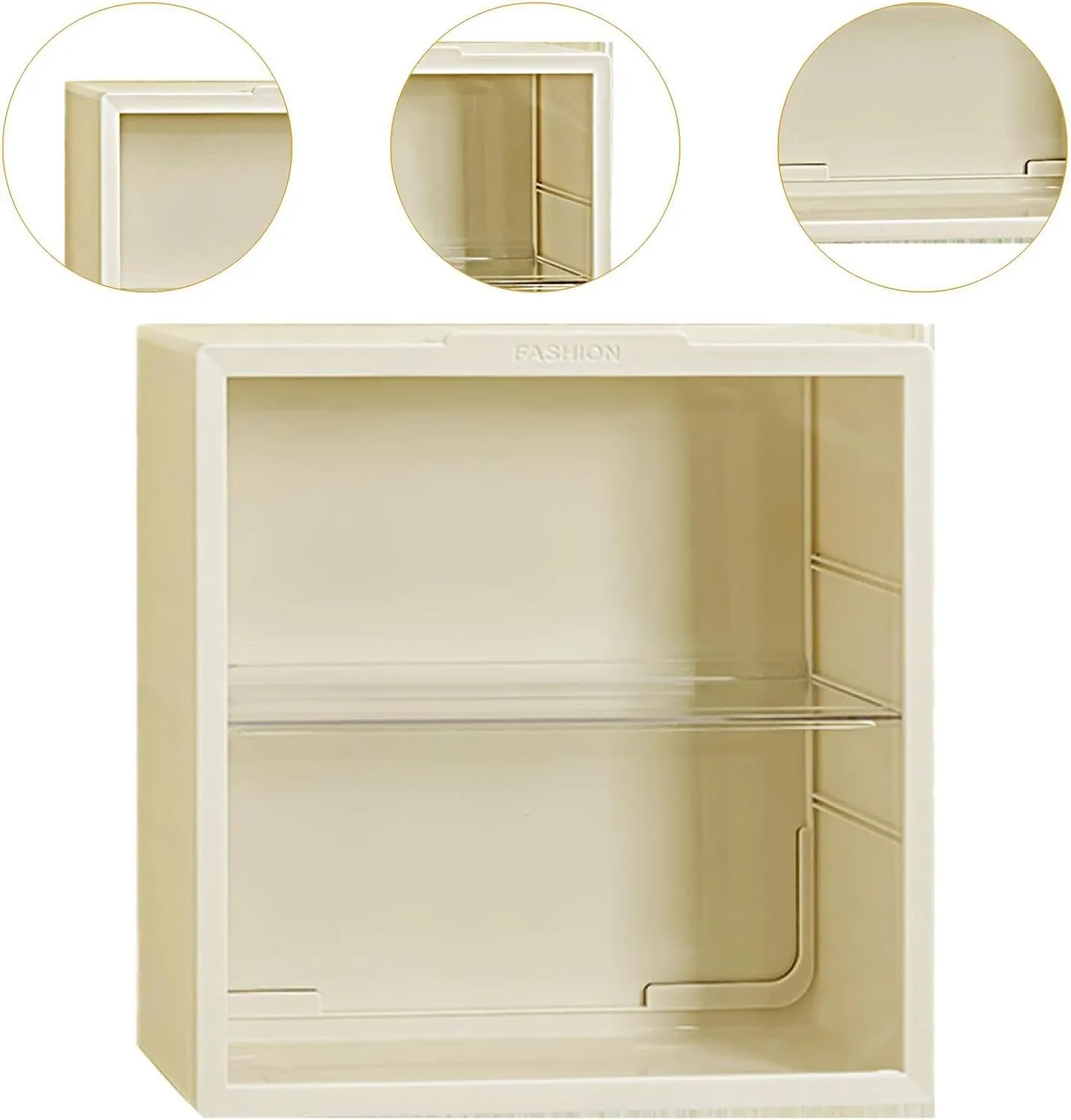 Action Figure Display Case Doll Storage Cabinet Lightweight Car Model Display Box Organizer for Bedroom Desk Home Living Room , Cream Color 2 Layer