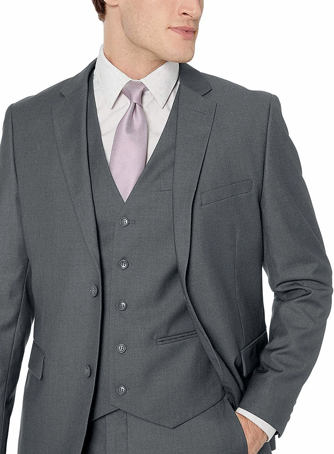 Adam Baker Men's Classic Fit 3-Piece (Jacket, Vets, Trousers) Vested Suit Set - Many Sizes & Colors Available