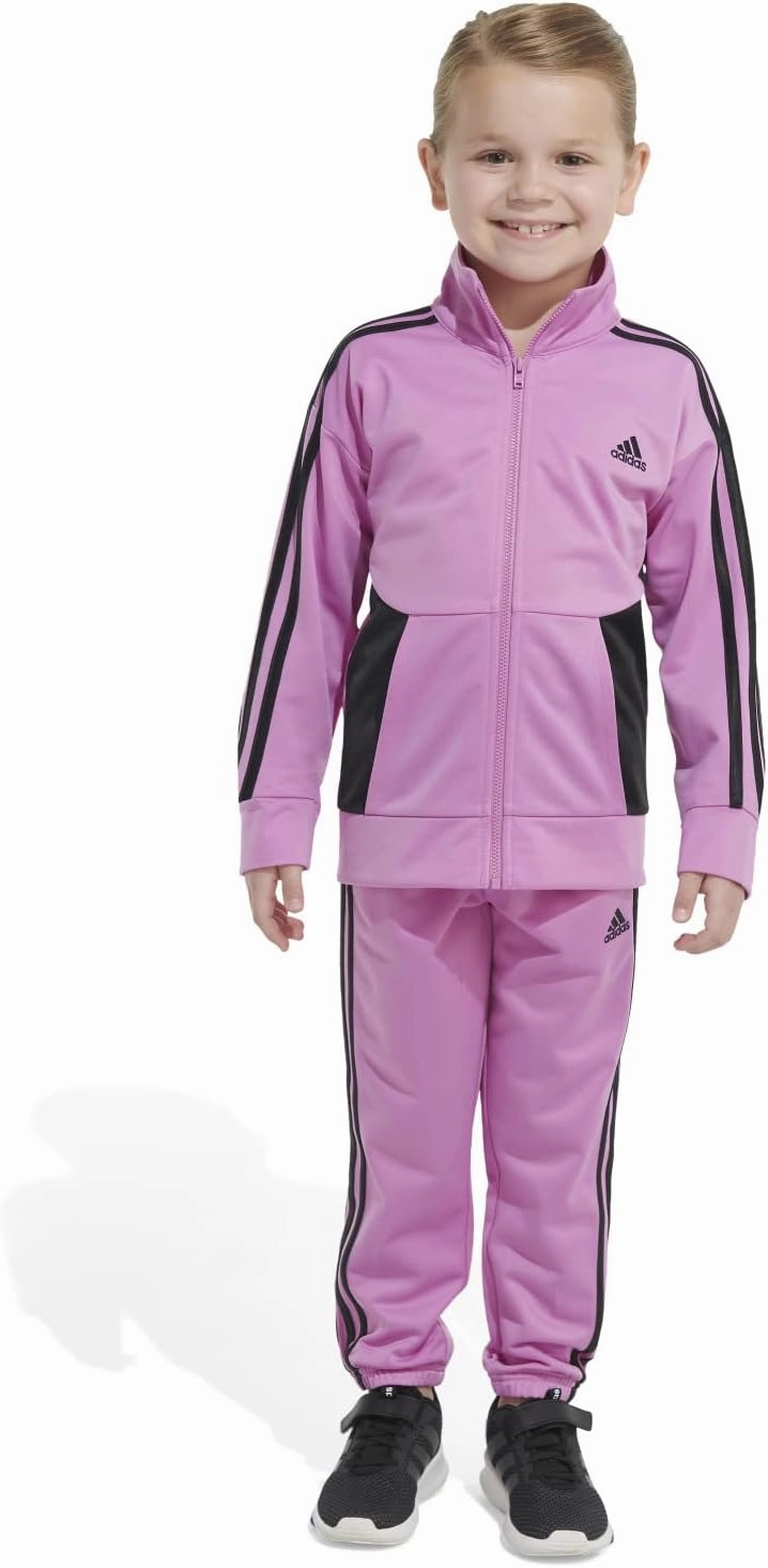 adidas Girl's Zip Front Classic Tricot Jacket and Joggers Set