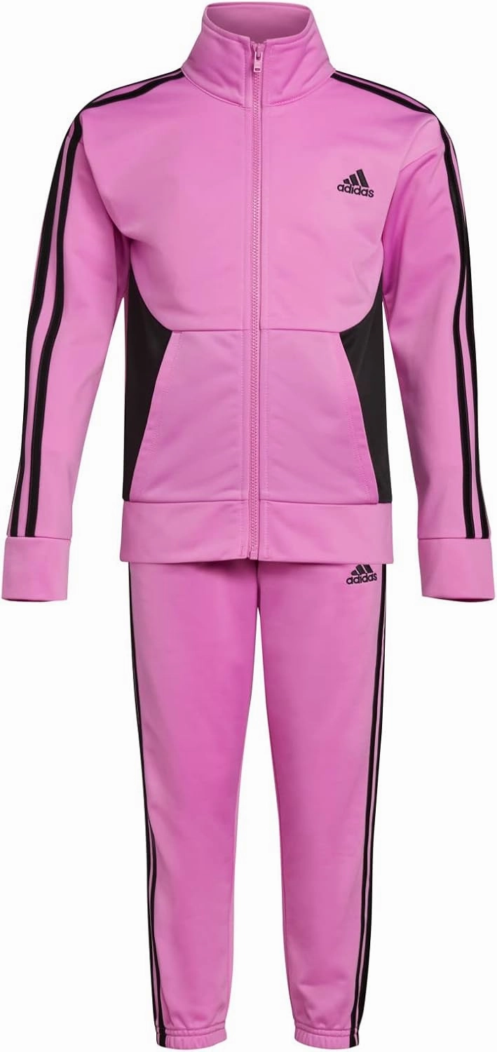 adidas Girl's Zip Front Classic Tricot Jacket and Joggers Set