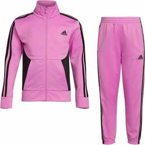 adidas Girl's Zip Front Classic Tricot Jacket and Joggers Set