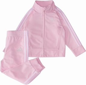adidas Girls' Zip Front Classic Tricot Jacket and Joggers Set
