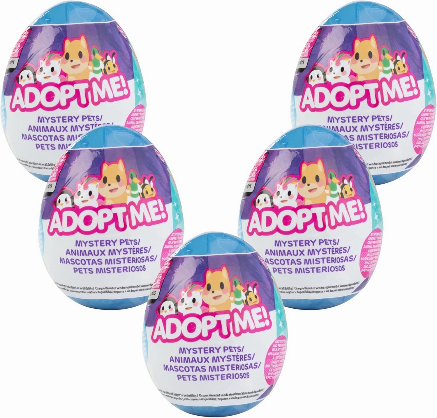 Adopt Me! Mystery Pets Blind Box Egg 5 Pack - Series 3 - Exclusive Virtual Item Code - Collectible Mini Animal Toy Figure, Styles May Vary - Gift for Kids, Girls & Boys Ages 6 