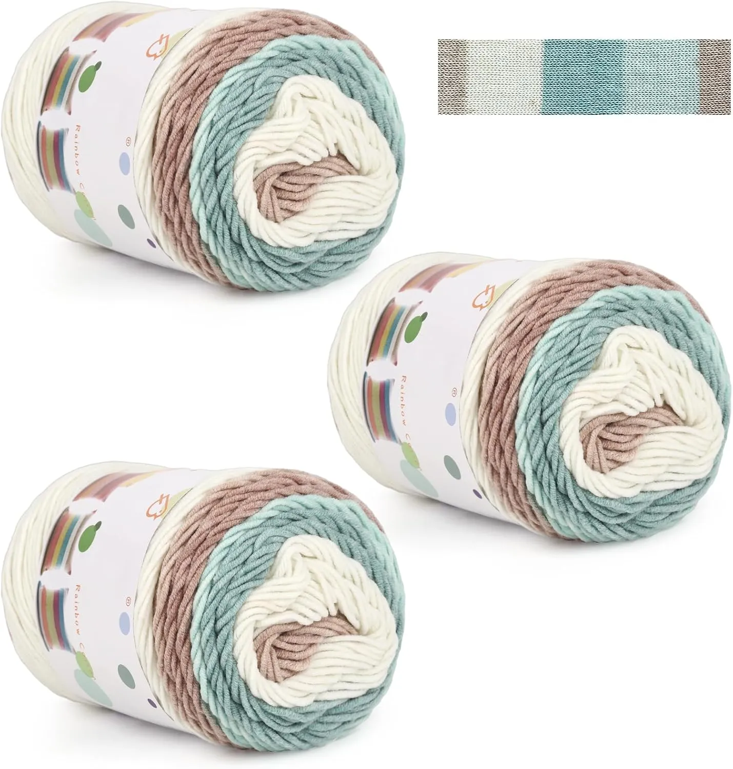 Aeelike Cake Yarn for Crocheting, 3 Skeins Gradient Cake Yarn 100g (3.52 oz) 245m (267 Yards), Soft Ombré Yarns Cake Rainbow Cotton Yarn for Making Colorful Crafts