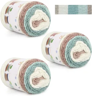 Aeelike Cake Yarn for Crocheting, 3 Skeins Gradient Cake Yarn 100g (3.52 oz) 245m (267 Yards), Soft Ombré Yarns Cake Rainbow Cotton Yarn for Making Colorful Crafts