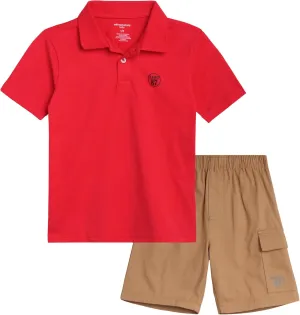 AEROPOSTALE Boys Short Sets - 2 Piece Short Sleeve Polo Shirt and Woven Cargo Shorts Summer Outfits for Boys (Sizes: 4-16)
