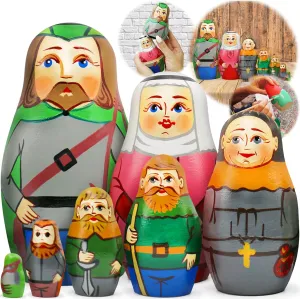 AEVVV Robin Hood Russian Nesting Dolls Set 7 pcs - Matryoshka Dolls as Robin Hood Figurines - Wooden Robin Hood Toy for Kids - Robin Hood Educational Toys