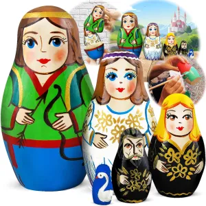 AEVVV Swan Lake Nesting Dolls Set of 5 pcs - Matryoshka Doll with Swan Lake Figurines - Swan Lake Decor - Swan Lake Tchaikovsky - Swan Lake Decorations