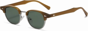AIEYEZO Polarized Sunglasses for Men Women Classic Semi-Rimless Frame Sun Glasses Fashion Retro Designer Shades
