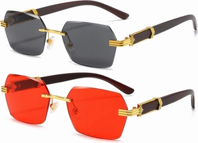 AIEYEZO Retro Rimless Sunglasses Rectangle Unisex Vintage Frameless Sun Glasses Fashion Square Tinted Glasses