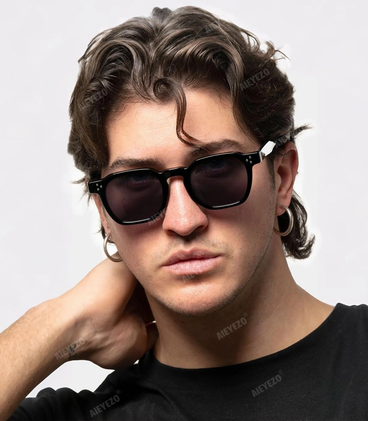 AIEYEZO Retro Sunglasses for Womens Mens Square Thick Framed Shades Trendy Vintage Sun Glasses