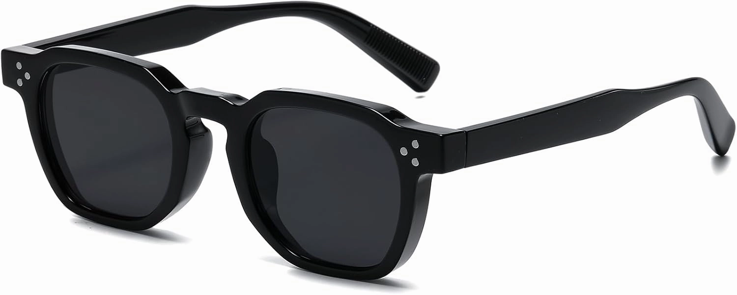 AIEYEZO Retro Sunglasses for Womens Mens Square Thick Framed Shades Trendy Vintage Sun Glasses