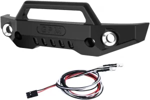 Aluminum 7075 Alloy Front Bumper With LED Lights For Traxxas 1/16 Mini Maxx 4WD RTR Brushless Monster Truck 107154-1 Upgrades - Black