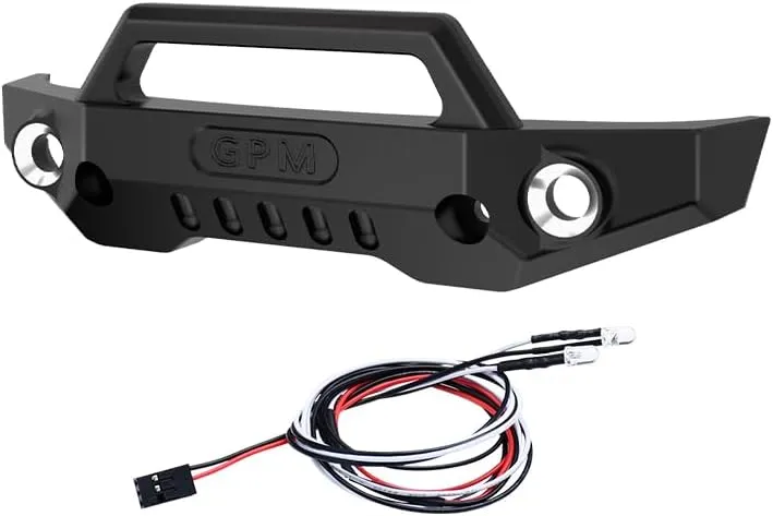 Aluminum 7075 Alloy Front Bumper With LED Lights For Traxxas 1/16 Mini Maxx 4WD RTR Brushless Monster Truck 107154-1 Upgrades - Black