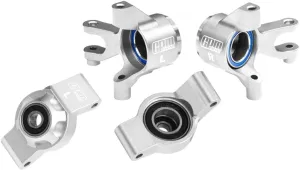 Aluminum 7075 Alloy Front Steering Blocks & Rear Hub Stub Axle Carriers with Oversize Bearing for Traxxas 1:16 Mini Maxx 4WD 107154-1 / Mini XRT VXL-3S 108076-1 Monster Truck Upgrades - Silver
