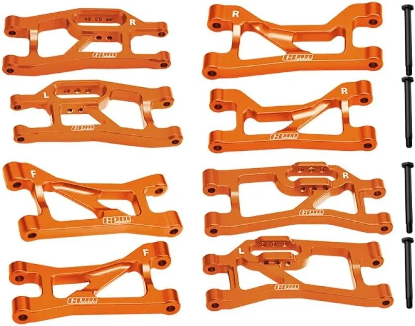 Aluminum 7075 Alloy Front Upper & Lower   Rear Upper & Lower Suspension Arms for Traxxas 1/16 Mini Maxx 4WD RTR Brushless Monster Truck 107154-1 Upgrades - Orange