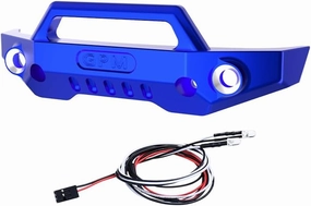 Aluminum 7075 Alloy Front Bumper With LED Lights For Traxxas 1/16 Mini Maxx 4WD RTR Brushless Monster Truck 107154-1 Upgrades - Blue