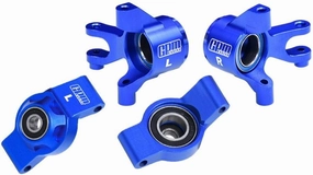 Aluminum 7075 Alloy Front Steering Blocks & Rear Hub Stub Axle Carriers with Oversize Bearing for Traxxas 1:16 Mini Maxx 4WD 107154-1 / Mini XRT VXL-3S 108076-1 Monster Truck Upgrades - Blue