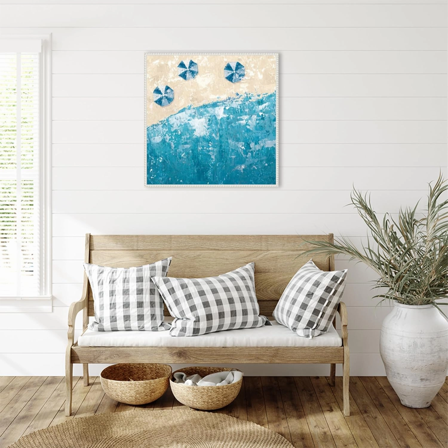Amanti Art Framed Canvas Wall Art 30x30 Beach Days Blue by Sarah Adams, Framed Wall Art Canvas, Abstract Artwork, Traditional Decor, Large Poster Painting for Living Room, Bedroom, Bathroom, Kitchen,